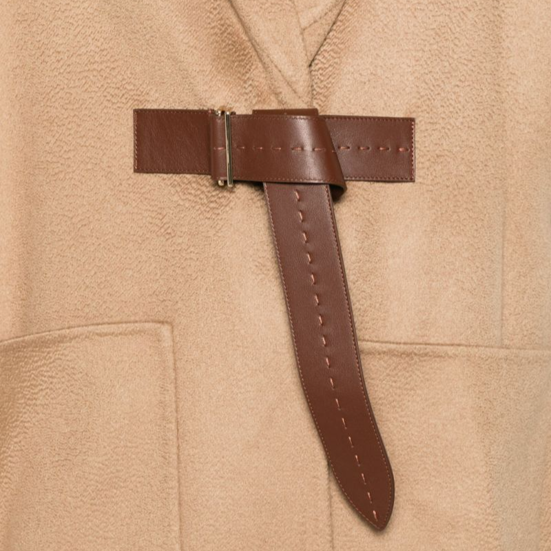 (Women) 'S Max Mara MaxMara  V-Neck Hooded Short-Sleeve Coat Beige. 2424736071000 圖 6