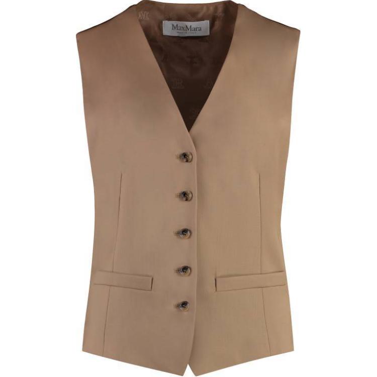 (Women) 'S Max Mara MaxMara  V-Neck Sleeveless Vest Camel Color. 2421156011600002 圖 2