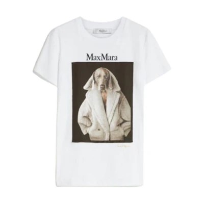 (Women) 'S Max Mara MaxMara White Animal Print Letter Graphic Crewneck T-Shirt. 2319460339600010-003