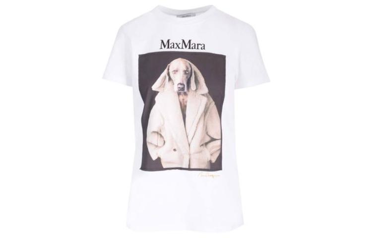 Order (W) 막스마라 화이트 애니멀 프린트 그래픽 크루넥 티셔츠. 2319460339600010-003