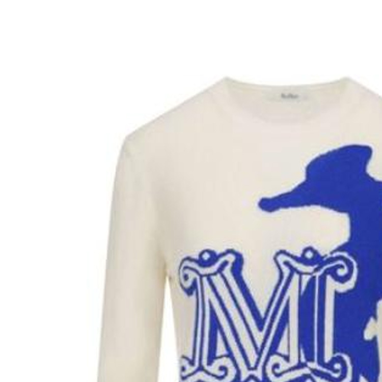 (Women) 'S Max Mara MaxMara  White Blue Sweater with Seahorse Pattern. 2313611731600-023 圖 4