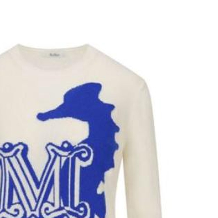 (Women) 'S Max Mara MaxMara  White Blue Sweater with Seahorse Pattern. 2313611731600-023 圖 5