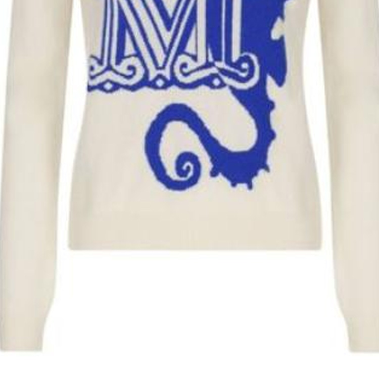 (Women) 'S Max Mara MaxMara  White Blue Sweater with Seahorse Pattern. 2313611731600-023 圖 8
