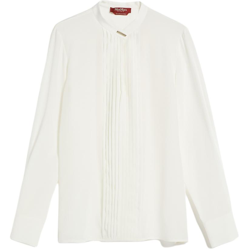 (Women) 'S Max Mara MaxMara  White Crewneck Loose Long-Sleeve Pullover Shirt 6116023906001-RENNES