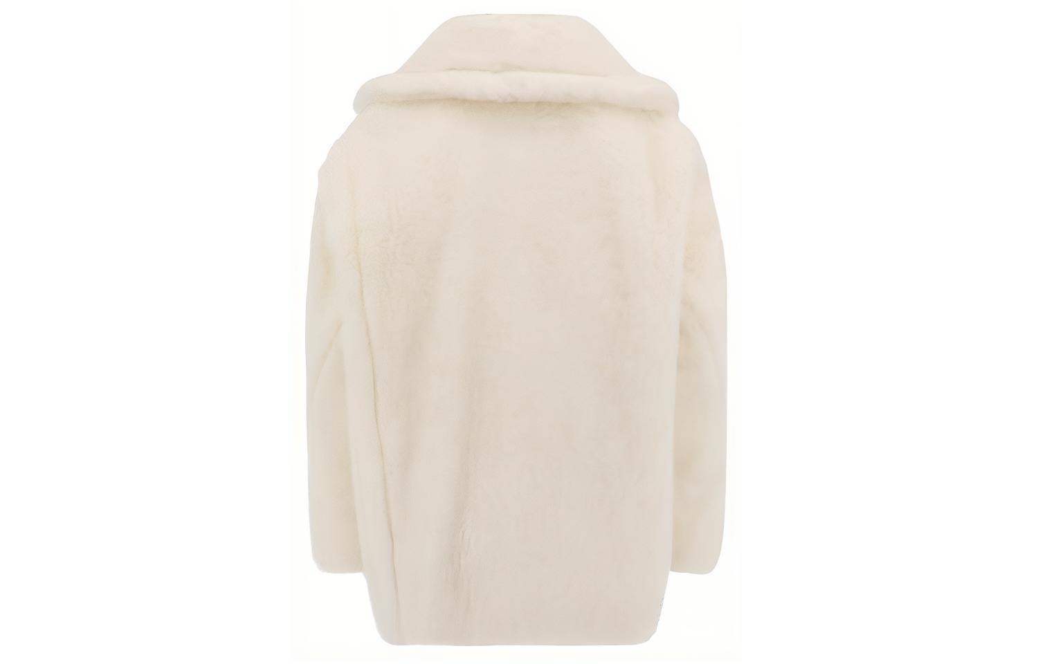 (Women) 'S Max Mara MaxMara  White Double-Breasted Fleece Long Coat 2411081041600-001 圖 3