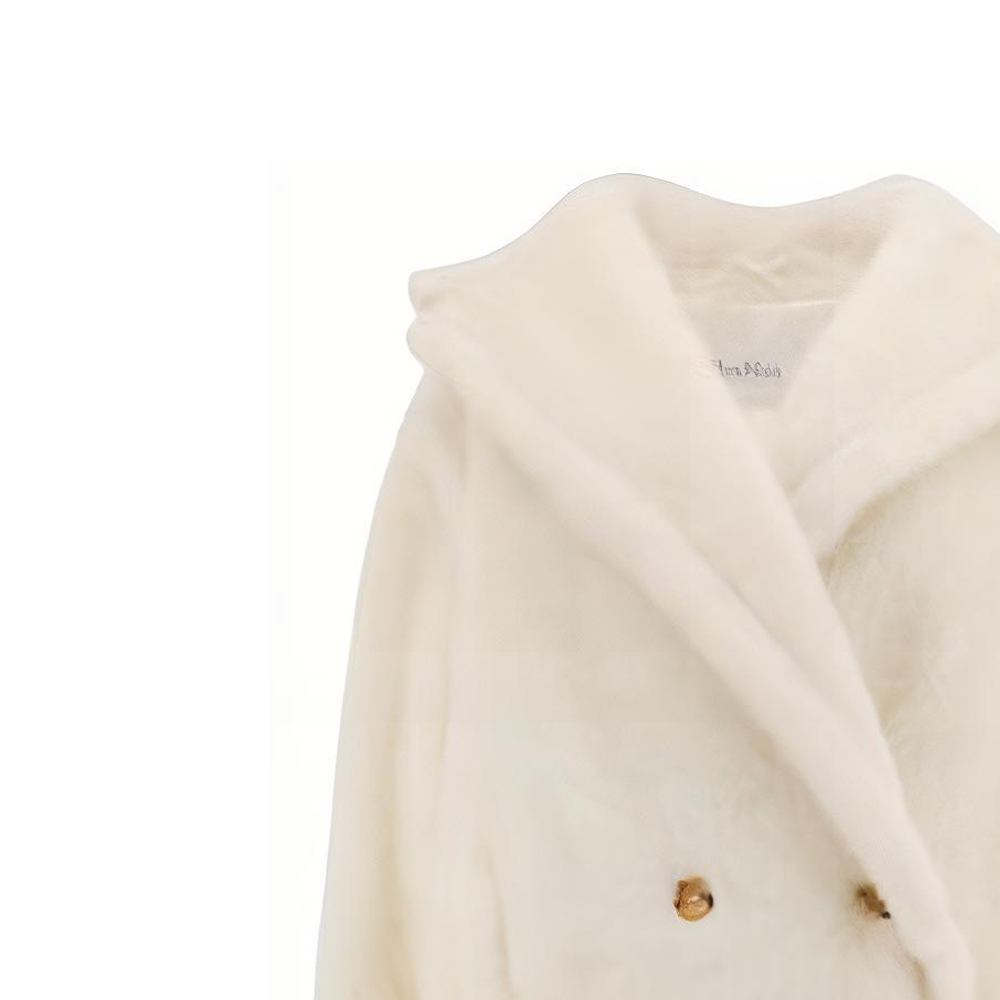 (Women) 'S Max Mara MaxMara  White Double-Breasted Fleece Long Coat 2411081041600-001 圖 4