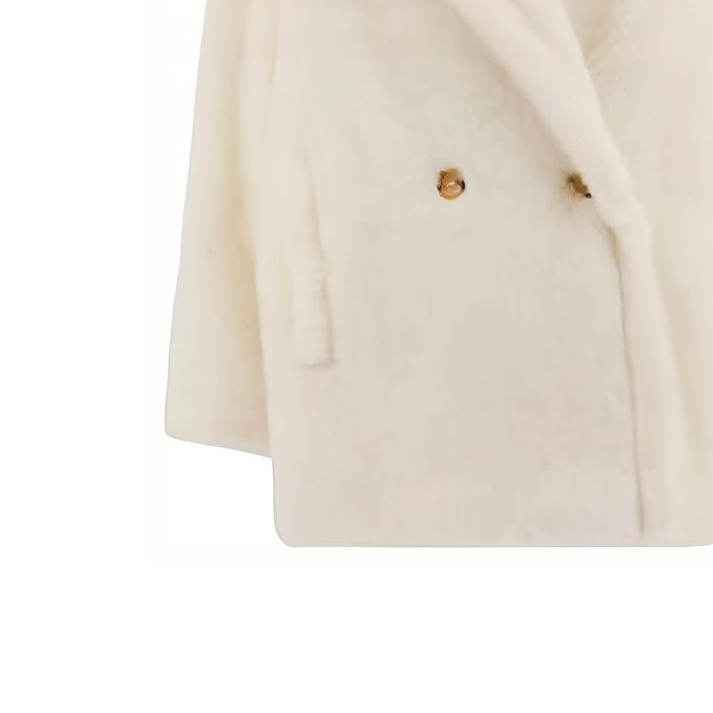(Women) 'S Max Mara MaxMara  White Double-Breasted Fleece Long Coat 2411081041600-001 圖 5