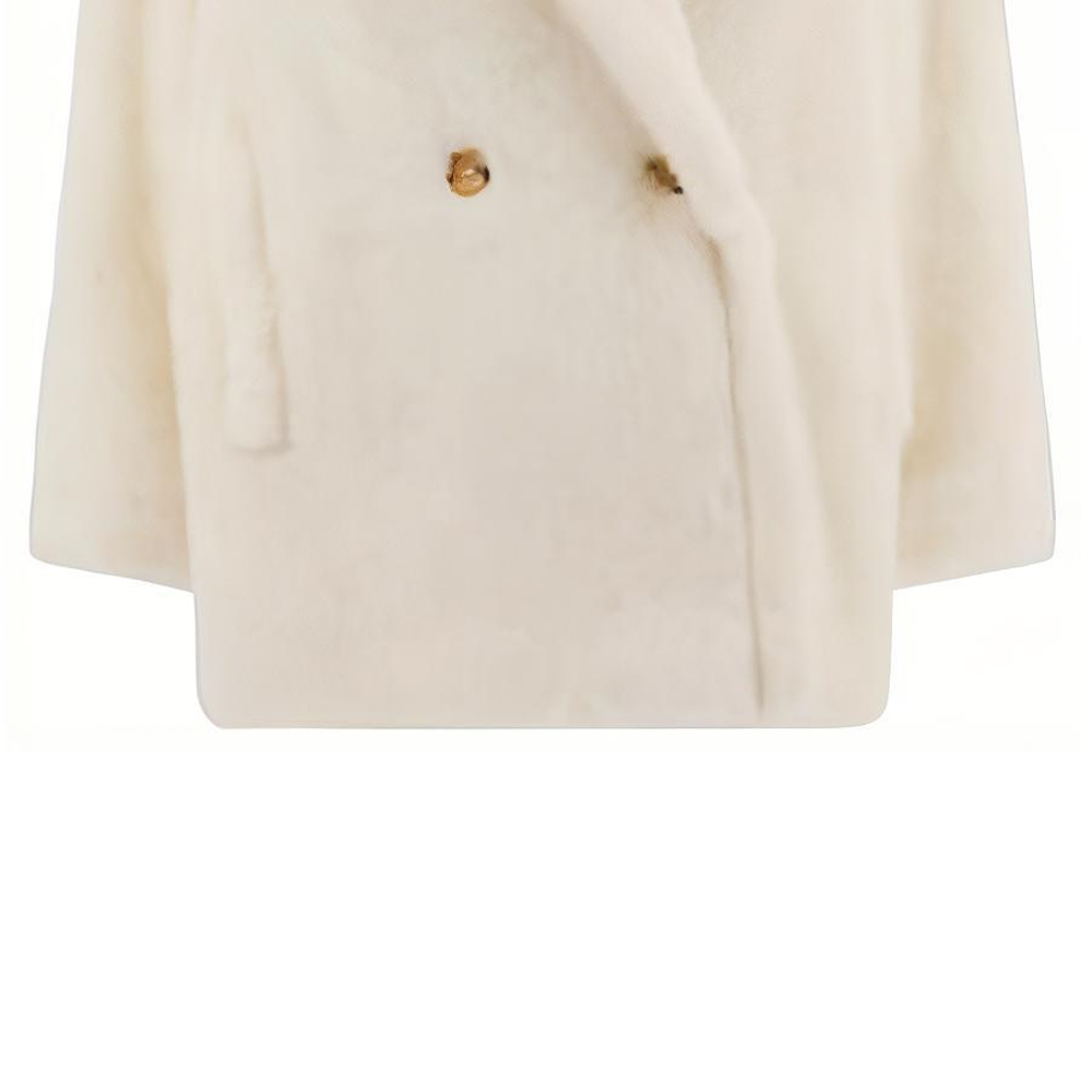 (Women) 'S Max Mara MaxMara  White Double-Breasted Fleece Long Coat 2411081041600-001 圖 6