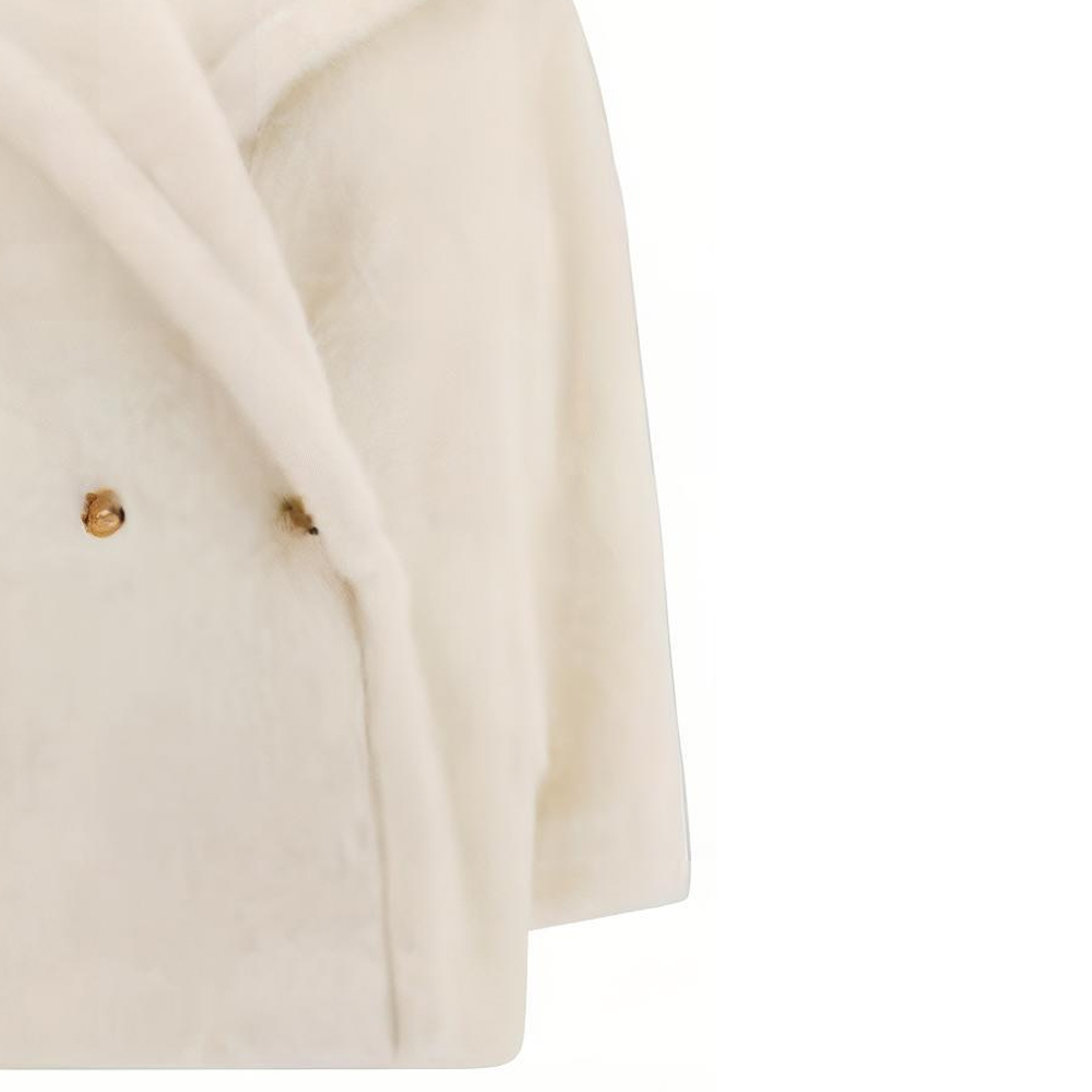 (Women) 'S Max Mara MaxMara  White Double-Breasted Fleece Long Coat 2411081041600-001 圖 7