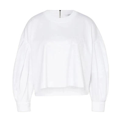 (Women) 'S Max Mara MaxMara White Embroidered Loose Fit Long Sleeve T-Shirt 2411941012600-001