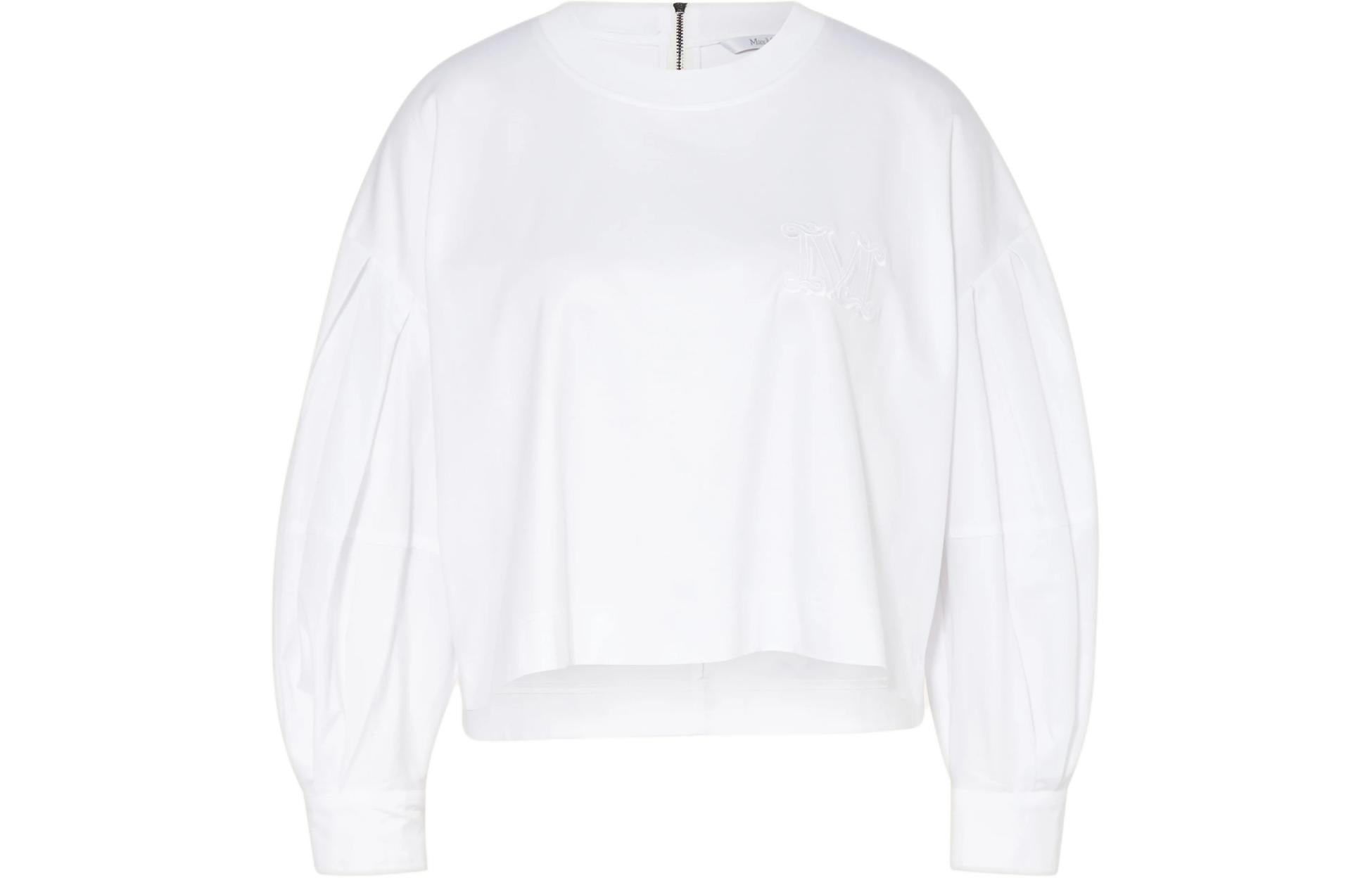 Order (W) ''斯马克斯玛拉 MaxMara 白色刺绣宽松版长袖T恤'' 2411941012600-001