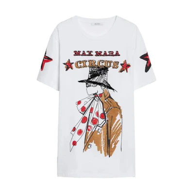 (Women) 'S Max Mara MaxMara White Graphic Print Crewneck Short-Sleeve T-Shirt 2421946031600010