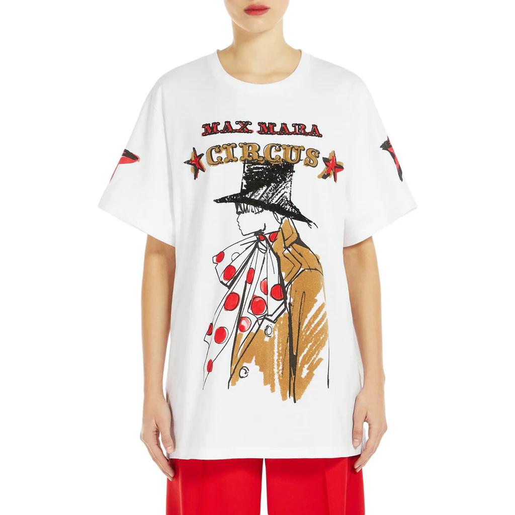 Lookbook (Women) 'S Max Mara MaxMara  White Graphic Print Crewneck Short-Sleeve T-Shirt 2421946031600010