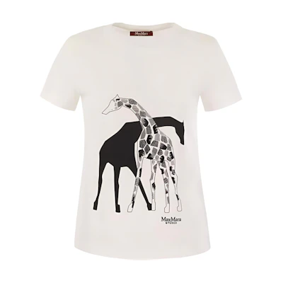 (Women) 'S Max Mara MaxMara White Graphic Print Fitted Crew Neck Short Sleeve T-Shirt 6941024206003-RITA
