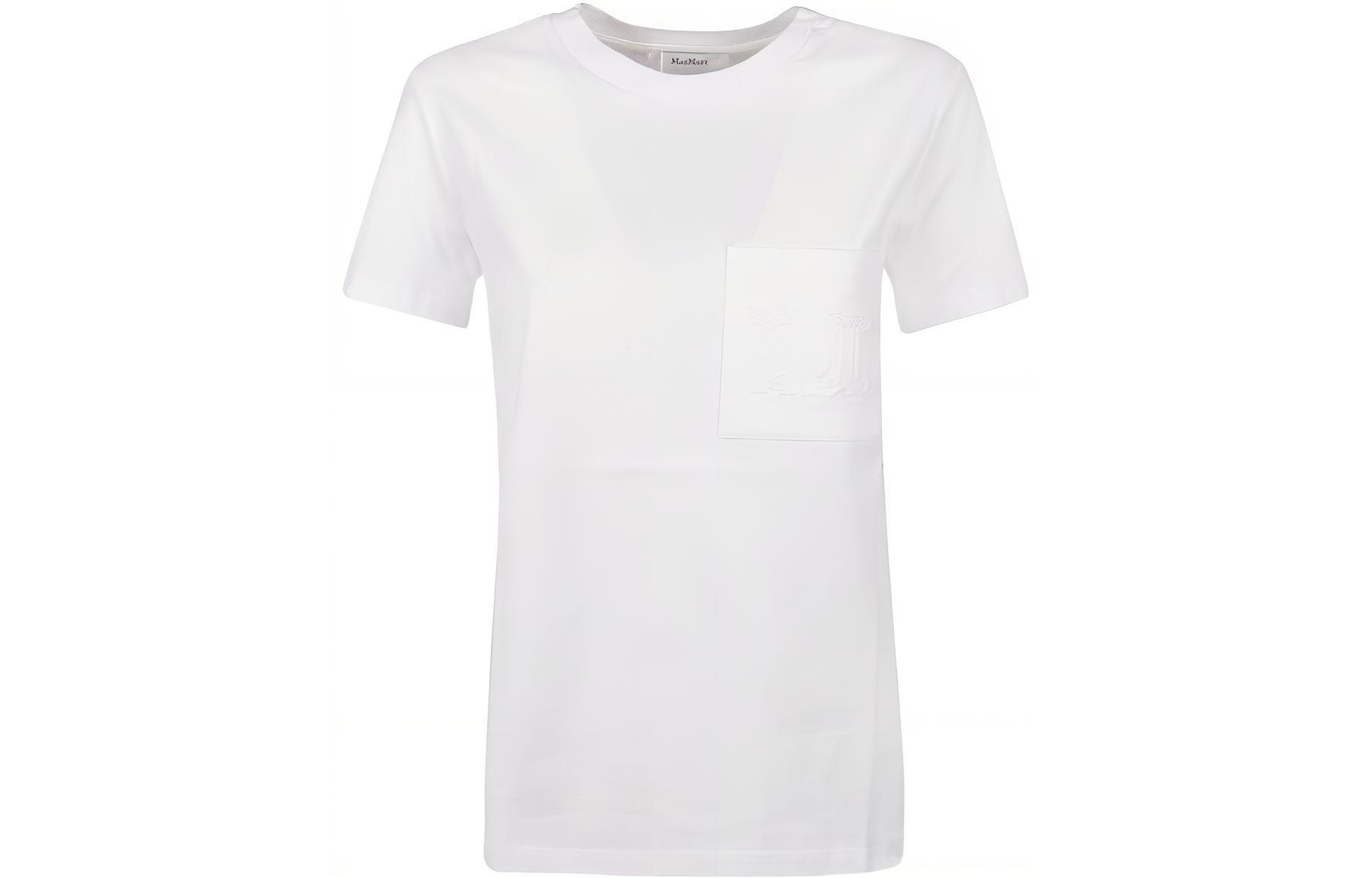Order (W) ''스막스마라 맥스마라 화이트 로고 자수 포켓 크루넥 반팔 티셔츠'' 19410222600-001