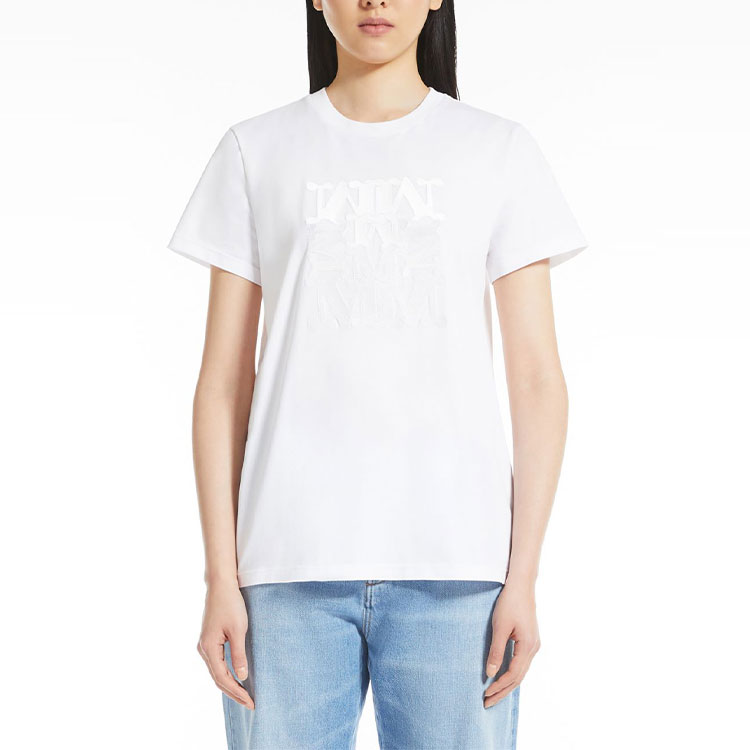 Shop (W) 맥스마라 화이트 로고 그래픽 크루넥 티셔츠 1946022906001-PARK