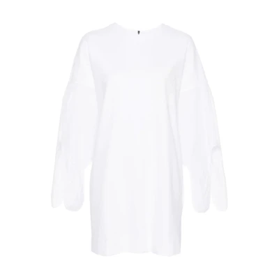 (Women) 'S Max Mara MaxMara White Logo Print Crew Neck Short Sleeve Mini Dress 2411621032600-001