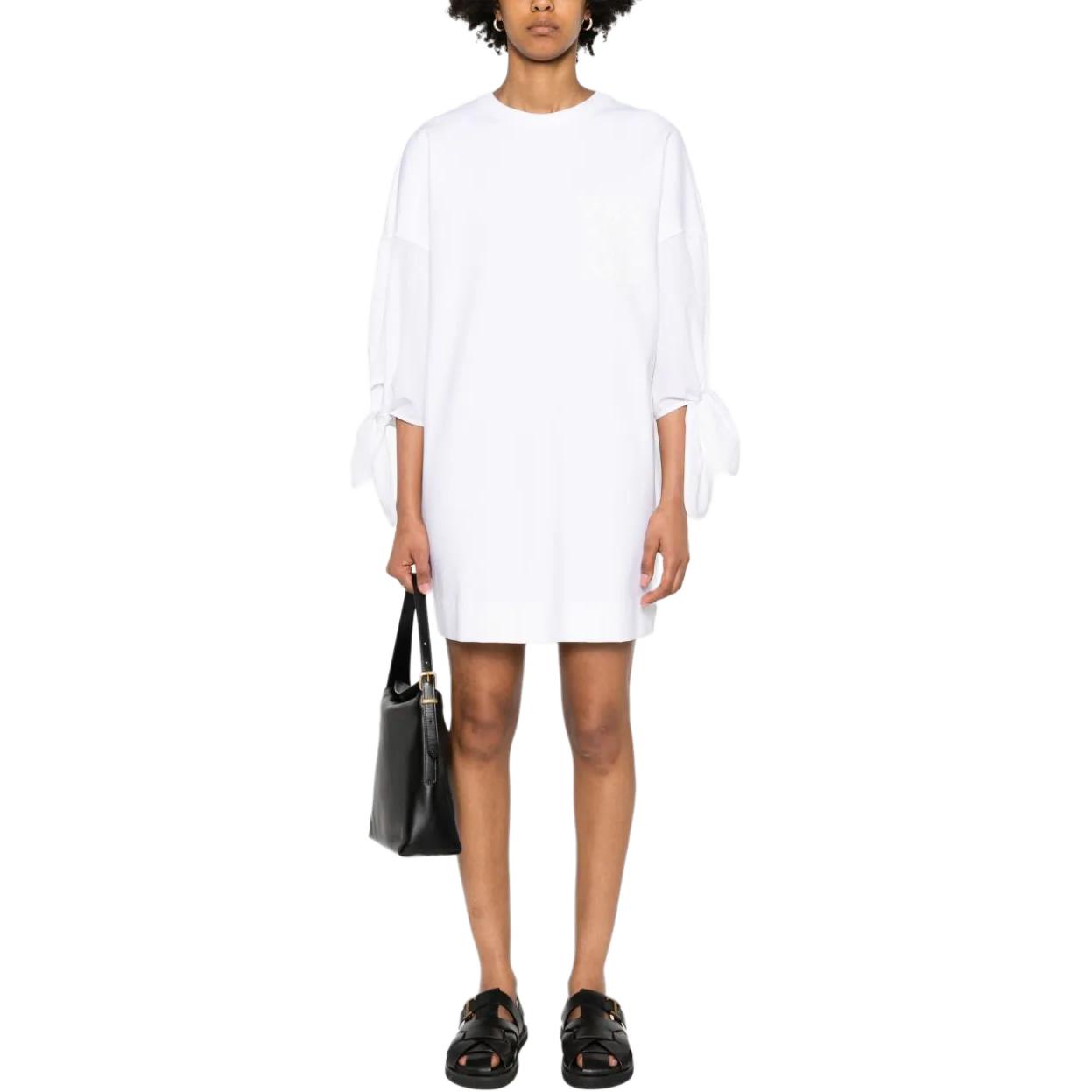 Lookbook (Women) 'S Max Mara MaxMara  White Logo Print Crew Neck Short Sleeve Mini Dress 2411621032600-001