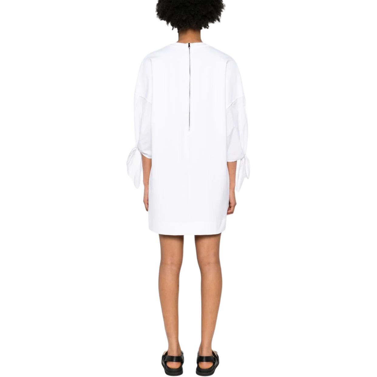 Shop (Women) 'S Max Mara MaxMara  White Logo Print Crew Neck Short Sleeve Mini Dress 2411621032600-001