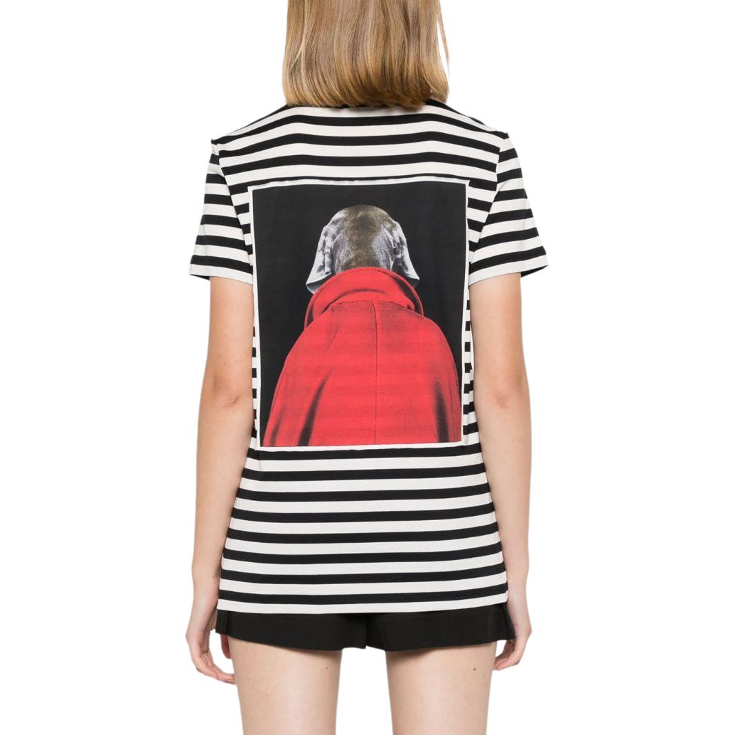 Shop (Women) 'S Max Mara MaxMara  White Loose-Fit Striped Letter Print T-Shirt. 2421946081650