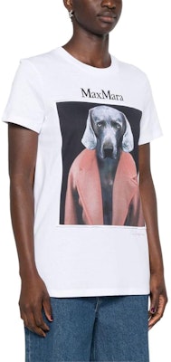 (Women) 'S Max Mara MaxMara White Loose-Fit Tee with Dog Logo and Letter Print. 2421946071600-012 Purchase (Women) 'S Max Mara MaxMara White Loose-Fit Tee with Dog Logo and Letter Print. 2421946071600-012