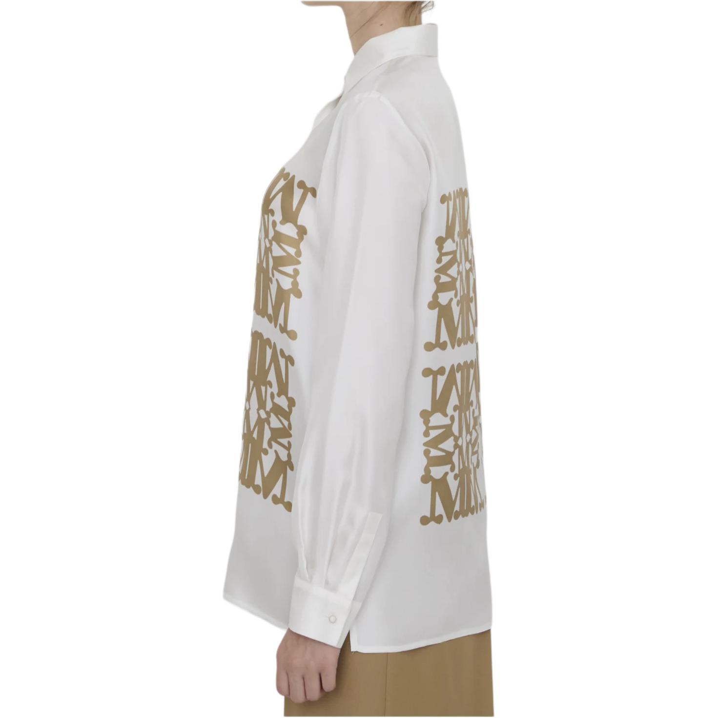 Purchase (Women) 'S Max Mara MaxMara  White Printed Button-Up Long-Sleeve Shirt with Point Collar 2421116091600-002