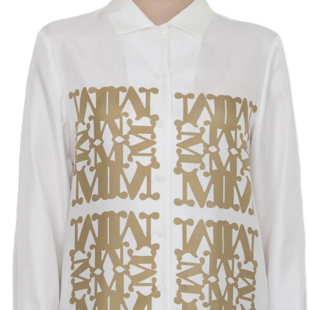 Details for (Women) 'S Max Mara MaxMara  White Printed Button-Up Long-Sleeve Shirt with Point Collar 2421116091600-002