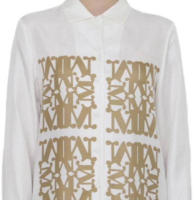 (Women) 'S Max Mara MaxMara White Printed Button-Up Long-Sleeve Shirt with Point Collar 2421116091600-002 Details for (Women) 'S Max Mara MaxMara White Printed Button-Up Long-Sleeve Shirt with Point Collar 2421116091600-002