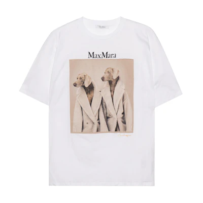 (Women) 'S Max Mara MaxMara White Short-Sleeve T-Shirt with Logo Print. 2319460139600 010 010
