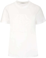 (Women) 'S Max Mara MaxMara White Short-Sleeve T-Shirt with Tonal Logo Print 19460229600004-001 (Women) 'S Max Mara MaxMara White Short-Sleeve T-Shirt with Tonal Logo Print 19460229600004-001