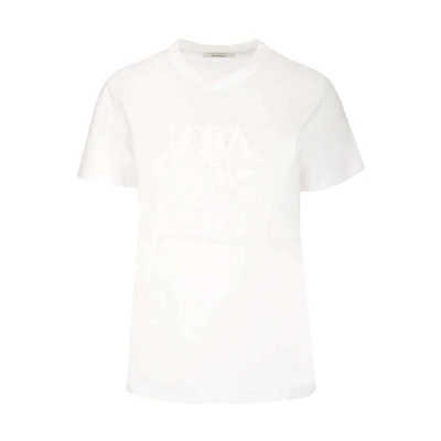 (Women) 'S Max Mara MaxMara White Short-Sleeve T-Shirt with Tonal Logo Print 19460229600004-001