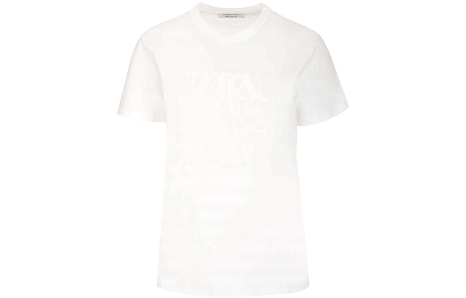 Order (W) 막스마라 화이트 반팔 티셔츠 톤온톤 로고 프린트 19460229600004-001