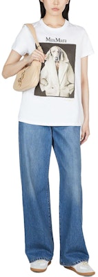 (W) ''S 맥스마라 화이트 반팔 티셔츠 - 동물 프린트 및 레터 디자인 19460339600-003 Lookbook (W) ''S 맥스마라 화이트 반팔 티셔츠 - 동물 프린트 및 레터 디자인 19460339600-003