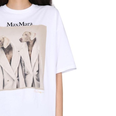 (W) 막스마라 화이트 로고 프린트 반팔 티셔츠. 2319460139600 010 010 Purchase (W) 막스마라 화이트 로고 프린트 반팔 티셔츠. 2319460139600 010 010