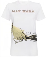 (Women) 'S Max Mara MaxMara White Short Sleeve T-Shirt with Logo Print. 19410522600-016 (Women) 'S Max Mara MaxMara White Short Sleeve T-Shirt with Logo Print. 19410522600-016