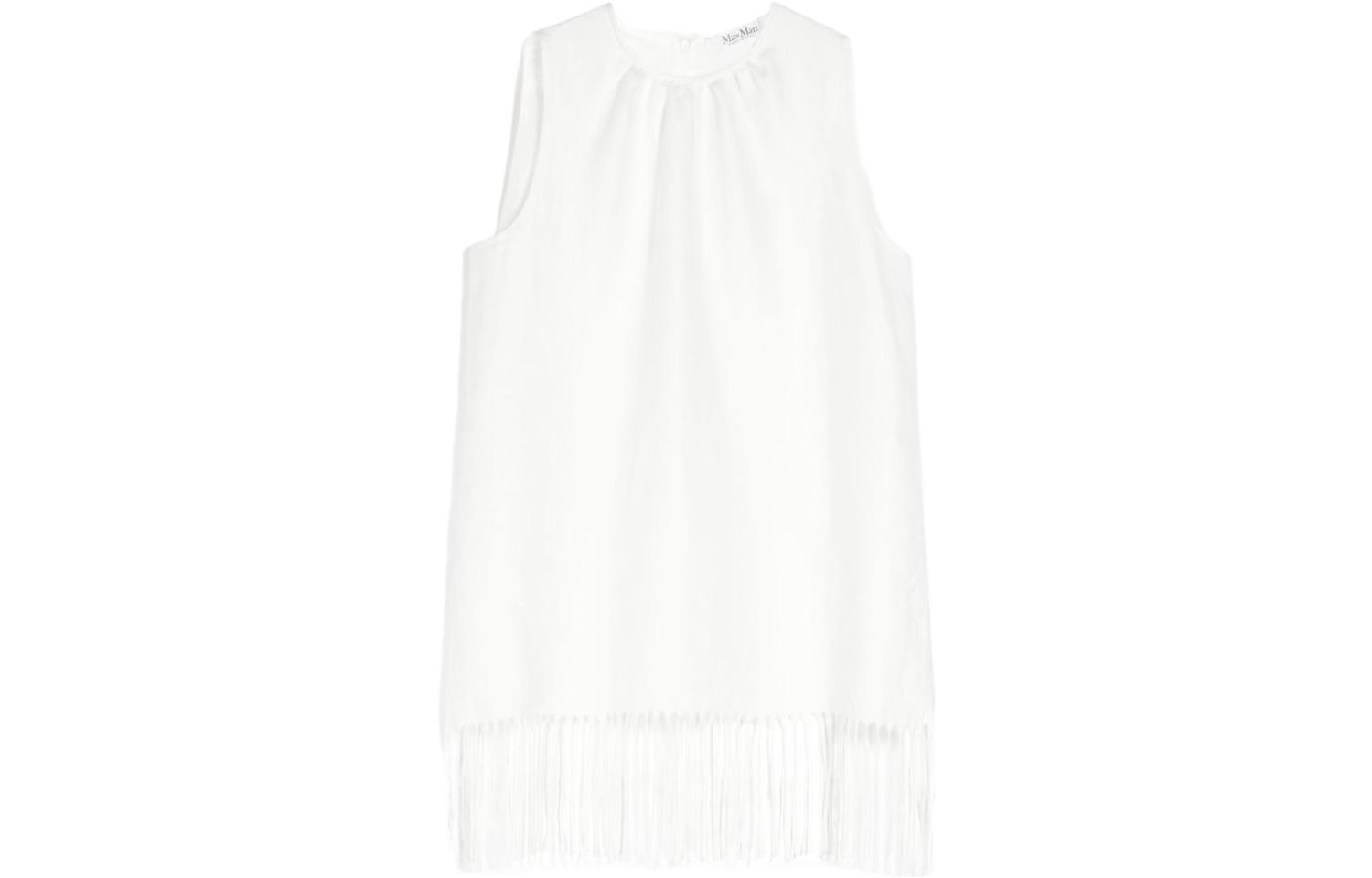 (Women) 'S Max Mara MaxMara  White Sleeveless Round Neck Pullover Tank Top 1161013206001-BOBBIO