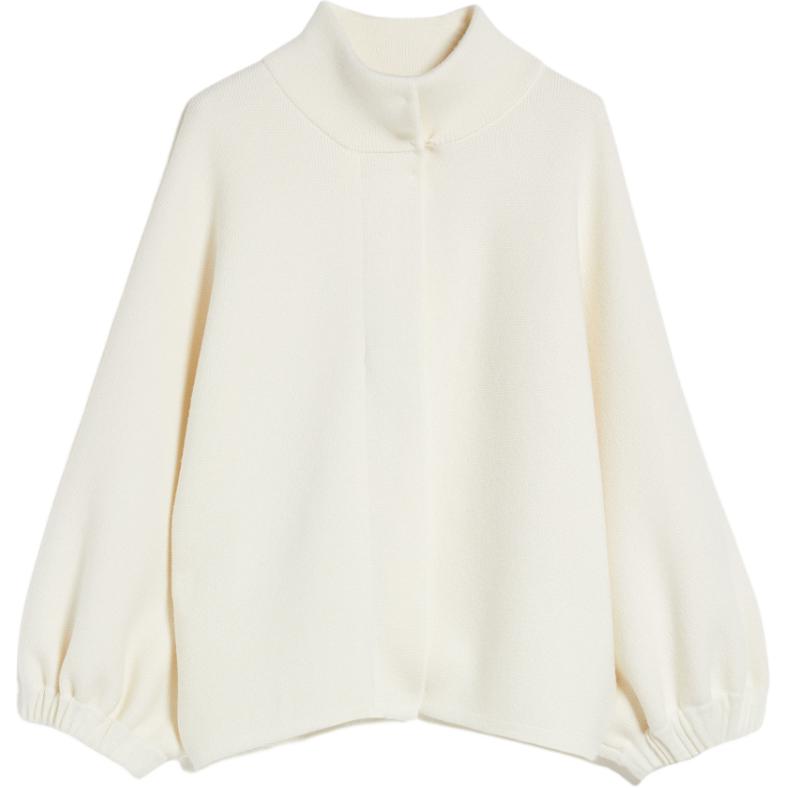 (Women) 'S Max Mara MaxMara  White Solid Color Long Sleeve Cashmere Sweater 1341044106-001