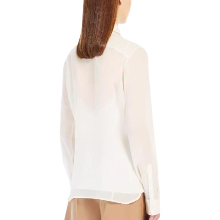 Purchase (Women) 'S Max Mara MaxMara  White Solid Color Long Sleeve Collared Button-Up Shirt 1266014106-028