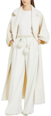 (W) Pantalones Casuales Blancos Solid Max Mara con Cintura Ajustable y Corte Acampanado 1781024106-002 Lookbook (W) Pantalones Casuales Blancos Solid Max Mara con Cintura Ajustable y Corte Acampanado 1781024106-002