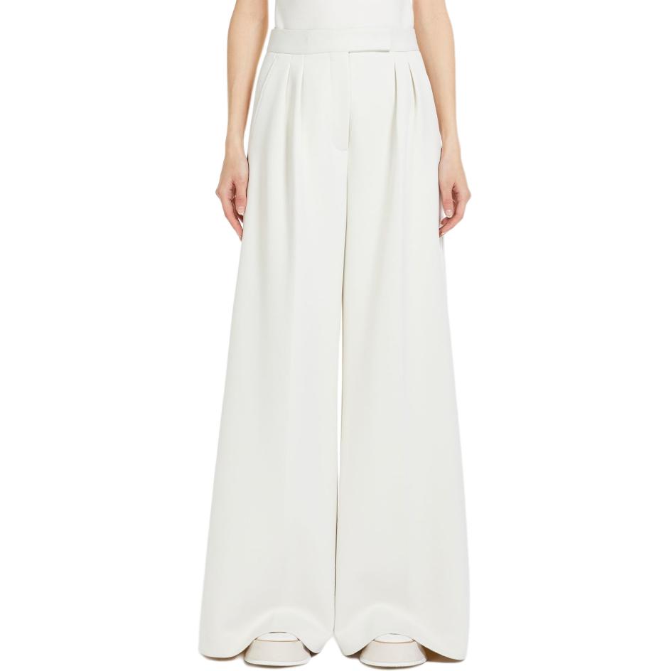 Purchase (W) Pantalones Casuales Blancos Solid Max Mara con Cintura Ajustable y Corte Acampanado 1781024106-002