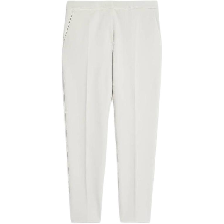 (Women) 'S Max Mara MaxMara  White Straight-Leg Casual Pants with Zipper Closure. 2317860139600051