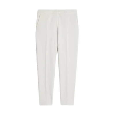 (Women) 'S Max Mara MaxMara White Straight-Leg Casual Pants with Zipper Closure. 2317860139600051