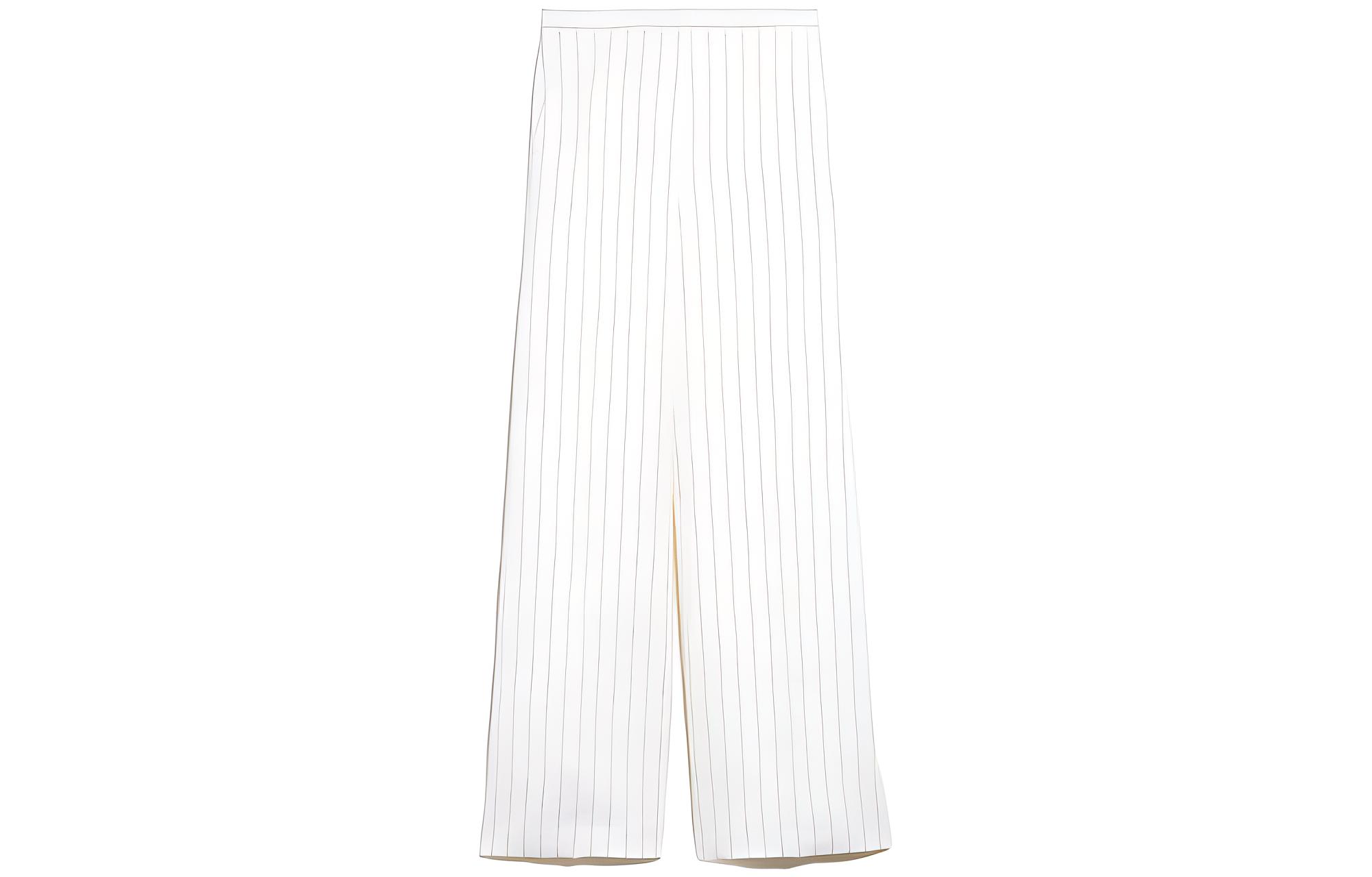 (Women) 'S Max Mara MaxMara  White Striped High-Waisted Straight-Leg Pants 1131083206003-POPOLI