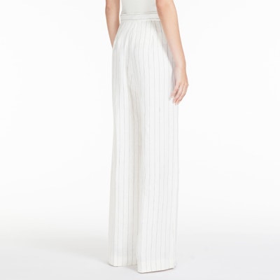 (W) Pantalones Rectos de Talle Alto a Rayas Blancas ''S Max Mara MaxMara 1131083206003-POPOLI Shop (W) Pantalones Rectos de Talle Alto a Rayas Blancas ''S Max Mara MaxMara 1131083206003-POPOLI