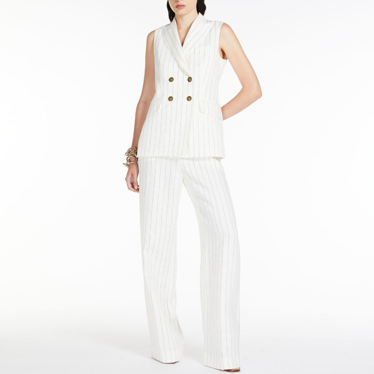 Purchase (W) Pantalones Rectos de Talle Alto a Rayas Blancas ''S Max Mara MaxMara 1131083206003-POPOLI