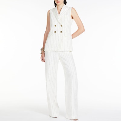 (W) Pantalones Rectos de Talle Alto a Rayas Blancas ''S Max Mara MaxMara 1131083206003-POPOLI Purchase (W) Pantalones Rectos de Talle Alto a Rayas Blancas ''S Max Mara MaxMara 1131083206003-POPOLI