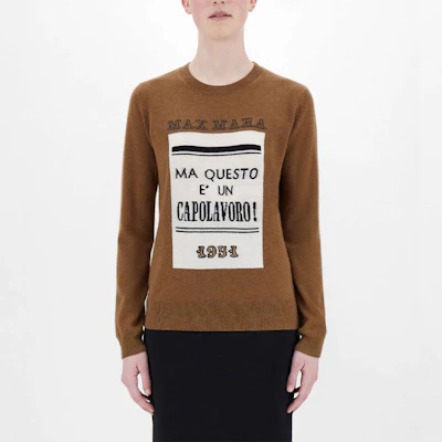 (W) Sweater Max Mara Wool-Cashmere Loose Fit Warna Tobacco. 1366181306019-HIGHER Shop (W) Sweater Max Mara Wool-Cashmere Loose Fit Warna Tobacco. 1366181306019-HIGHER