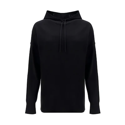 (Women) 'S Max Mara MaxMara Wool Solid Hoodie Black Color. 13610121600-005