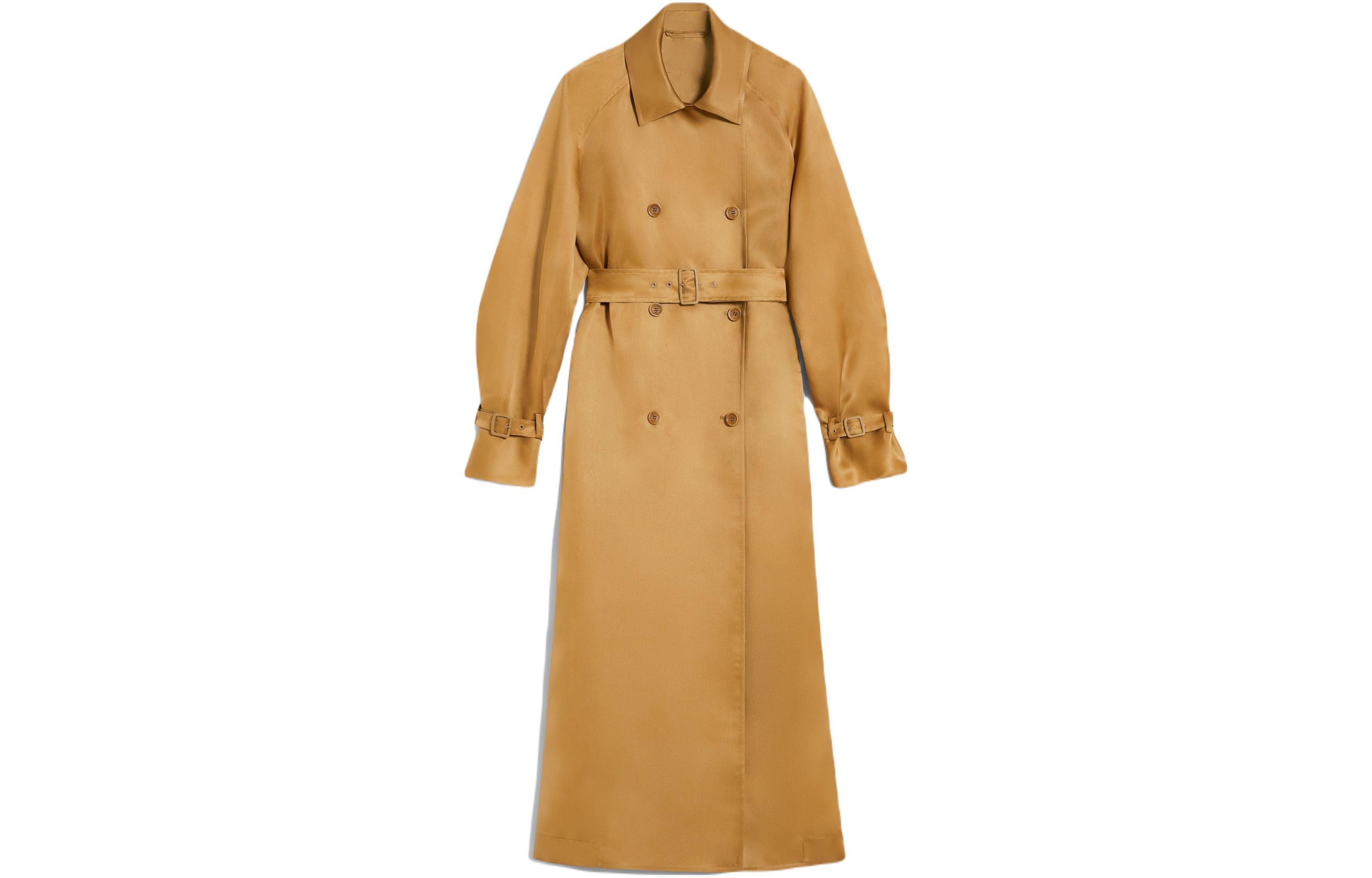 (Women) 'S Max Mara MaxMara  Yellow Double-Breasted Long Trench Coat with Collar 2411121173600-004