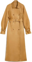 (Women) 'S Max Mara MaxMara Yellow Double-Breasted Long Trench Coat with Collar 2411121173600-004 (Women) 'S Max Mara MaxMara Yellow Double-Breasted Long Trench Coat with Collar 2411121173600-004